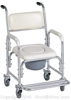 Aluminum Shower Chair/Bedside Commode W/casters and Padded Seat, Commode Pail and Cover by Healthline Trading