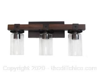 Elegant Designs VT1009-BWN Industrial Rustic Lantern Restored Wood Look 3 Bath Vanity Light, Brown