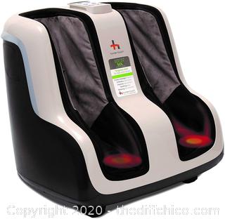 ($267) Human Touch Reflex SOL Foot and Calf Relaxation Shiatsu Massager with Heat and Vibration- Patented Technology - Extended Height, Adjustable Tilt Base with Under Foot Massage Rollers, Black and White