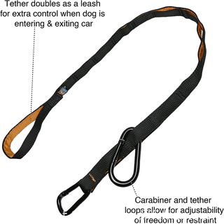Kurgo Auto Zipline for Dogs, Adjustable Dog Safety Belt Leash, Pet Seat Belt Tether, Reduce Distracted Driving, Includes Zip Line, Leash and Carabiner Clips, 6 feet