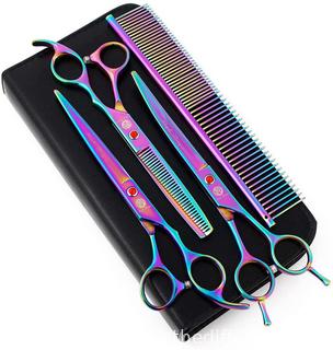 Purple Dragon 7.0 inch Rhinestone Decoration 3PCS Pet Grooming Scissors Dog Hair Cutting & Thinning Shears Set