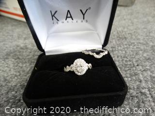 NEIL LANE 14kg Size 6 1/2 Diamond Ring w Band 14kg (.5 center Diamond 1.25 total main ring, I-I1)( band 26 round Diamonds)