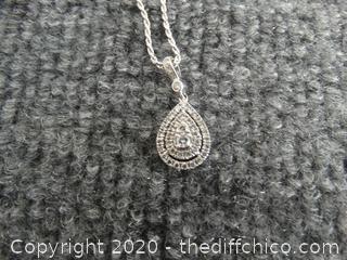 Beautiful Neil Lane 19" Diamond Necklace With Pear Shape Pendant .55 I-I2 ( VALUED 1899.) 42 Diamonds total
