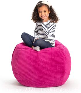 Creative QT Stuffed Animal Storage Bean Bag Chair - Large Stuff 'n Sit Organization for Kids Toy Storage - Available in a Variety of Sizes and Colors (33", Hot Pink Corduroy)