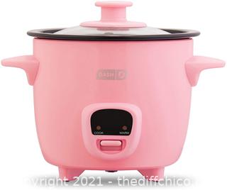 Dash Mini Rice Cooker Steamer with Removable Nonstick Pot, Keep Warm Function & Recipe Guide, 2 cups, for Soups, Stews, Grains & Oatmeal, Pink