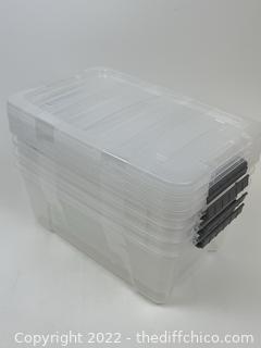 Iris Buckle-Up Storage Set 12.9 Quart 4 Pack Clear Plastic Storage Boxes