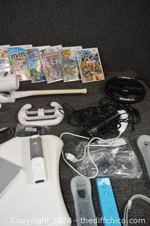 WII Lot - Balance Borad, Games and Much More plus tote
