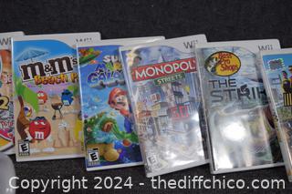 WII Lot - Balance Borad, Games and Much More plus tote