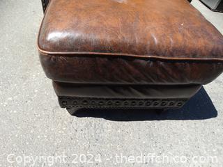 Leather Chair and Ottoman T- 35" X  W-45" X D 22 1/2"