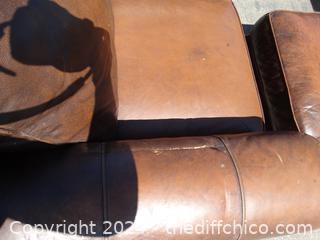 Leather Chair and Ottoman T- 35" X  W-45" X D 22 1/2"