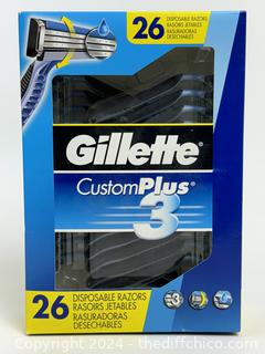 NEW - Gillette CustomPlus3 Disposable Razors 26ct 