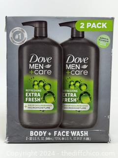 NEW - Dove Men s Extra Fresh Body + Face Wash 32 Fluid Ounce (Pack of 2) EXP 03/2027