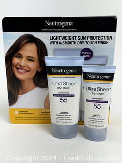 Neutrogena Ultra Sheer Dry Touch Sunscreen Lotion 5oz & 3oz SPF 55 (2-Pack) 