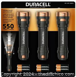 NEW - Duracell Ultra LED Flashlight 550 LUMENS - Pack of 3