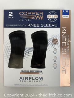 NEW - 2-Pack Copper Fit Elite Compression Knee Sleeves Size L/XL 16" - 20"