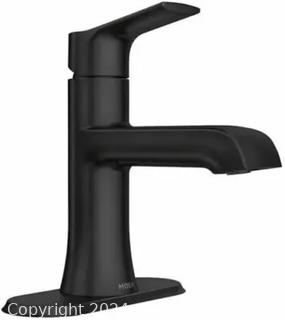 NEW - Moen Liso 84540BL Bathroom Faucet in Matte Black Finish, Push Down Drain
