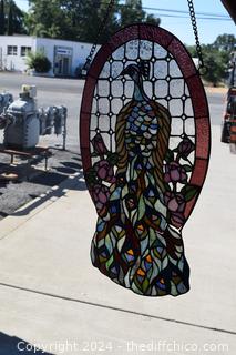 Hanging StainGlass - some damage see pictures - 14 in x 26 1/2 in