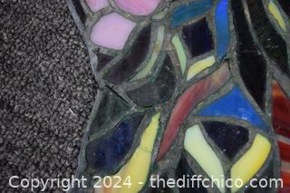 Hanging StainGlass - some damage see pictures - 14 in x 26 1/2 in