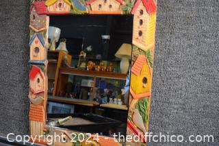 Bird House Framed Mirror - 15 3/4 in x 19 1/2 in