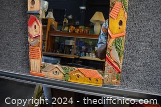 Bird House Framed Mirror - 15 3/4 in x 19 1/2 in