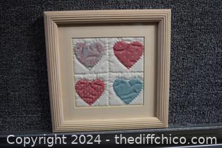 Framed Material Hearts - 7 3/4 in square