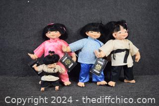 4 Oriental Dolls w/British Passports-names on passports
