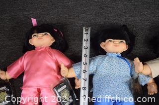 4 Oriental Dolls w/British Passports-names on passports