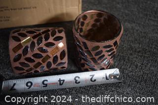 6 Candles Holders-look new