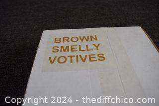 Box of Brown Smelly Votive Candles