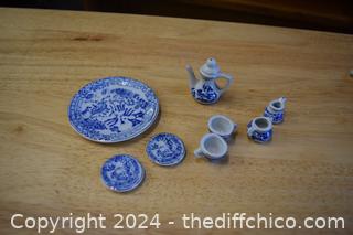 Lot of Blue Miniatures Dishes