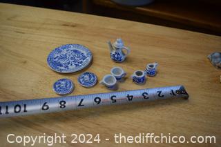 Lot of Blue Miniatures Dishes