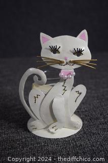 New White Cat Votive Candle Holder