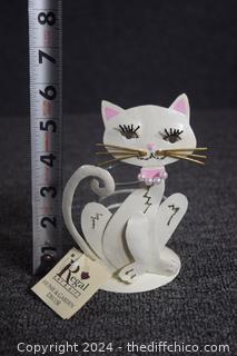 New White Cat Votive Candle Holder