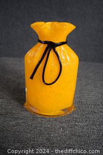 New Hand Made Orange Glass Vase