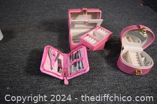 New Miniature Jewelry Box plus Nail Care Kit