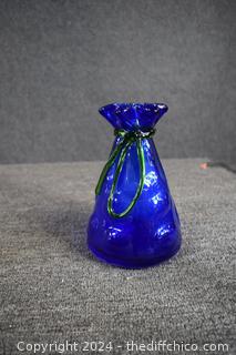 New Hand Made Cobalt Blue Glass Vase