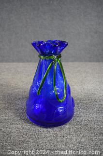 New Hand Made Cobalt Blue Glass Vase