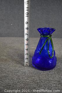 New Hand Made Cobalt Blue Glass Vase