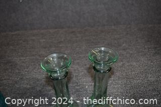 Pair of Glass Candle Holders