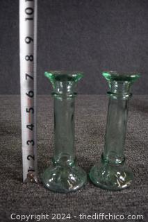 Pair of Glass Candle Holders