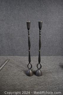 Pair of Heavy 21in tall Candle Holders