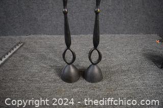 Pair of Heavy 21in tall Candle Holders