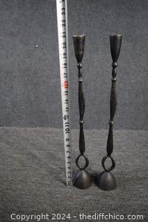 Pair of Heavy 21in tall Candle Holders