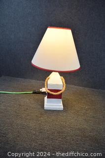 Working Red and White Wood Lamps - 12 in dia x 20 in 