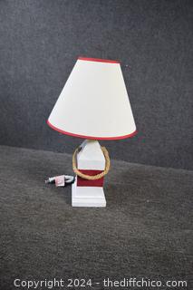Working Red and White Wood Lamps - 12 in dia x 20 in 