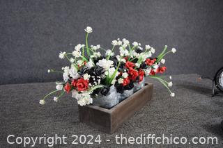 3 Buckets w/Artificial Flowers