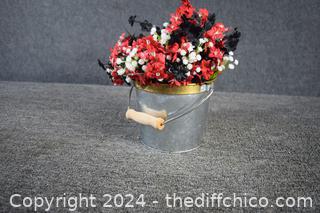 Bucket w/Artificial Flowers