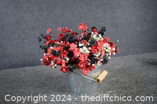Bucket w/Artificial Flowers