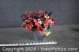 Bucket w/Artificial Flowers