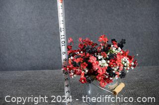 Bucket w/Artificial Flowers